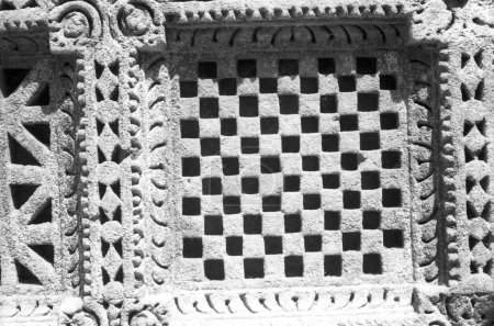 jali window, Rani ki vav, stepwell, patan, Gujarat, Inde, Asie