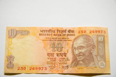 Photo for Indian currency ten rupee note Reserve Bank Government of India show front side - Royalty Free Image