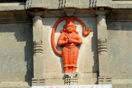 Hanuman statue on the wall of Laxmi Narsihapur temple ; Taluka Indapur ; District Pune ; Maharashtra ; India
