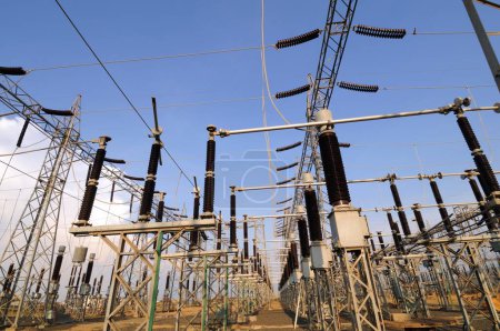 Photo for Power station switch yard ; Adani Power ; Mundra ; Kutch ; Gujarat ; India - Royalty Free Image