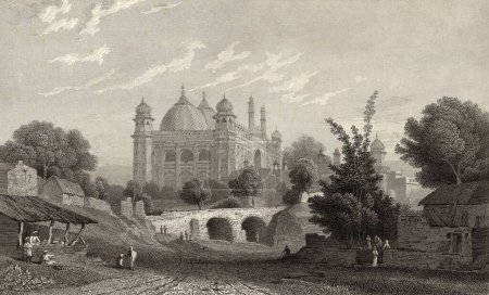 Photo for Miniature Painting ;  Jumma Masjid ; Agra ; Uttar Pradesh ; India ; 19th century - Royalty Free Image