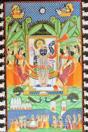 Téléchargez les photos : Seigneur Srinathji Nathdwara pichwai illustration peinture - en image libre de droit