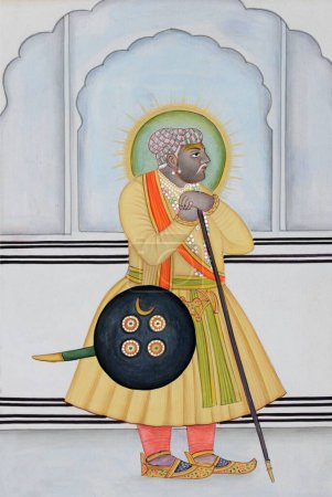 Téléchargez les photos : Peinture miniature de Mirza Raja Man Singh Jaipur - en image libre de droit