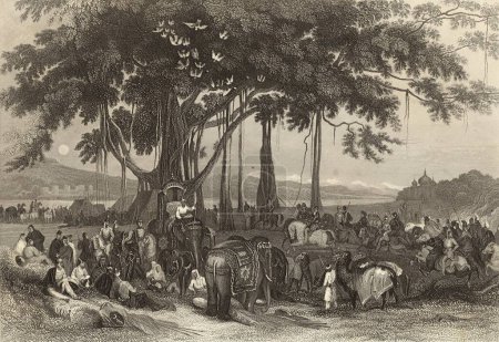 Téléchargez les photos : Peinture miniature, arrivée de la force contingente de cavalerie irrégulière sikhe Les Sikhs par l'insurrection indigène se sont révélés extrêmement loyaux aux scènes de mutinerie britannique 1857 Inde - en image libre de droit