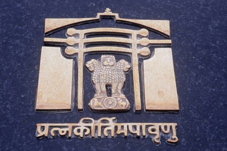 Photo for Golden emblem of India, Khajuraho, Madhya Pradesh, India, Asia - Royalty Free Image