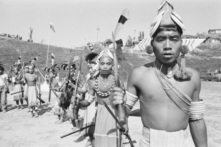 Photo for Tribal dance Ziro district headquarters Lower Subansiri, Arunachal Pradesh, India 1982 - Royalty Free Image