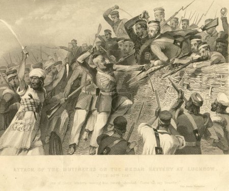 Foto de Ataque de amotinados contra la batería Redan en Lucknow el 30 de julio de 1857, Uttar Pradesh, India - Imagen libre de derechos