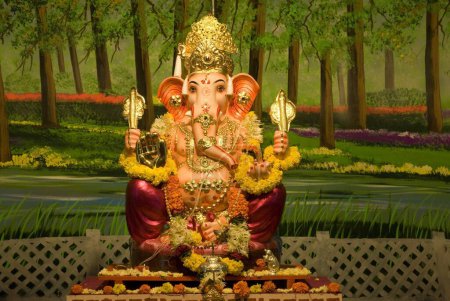 Idol von Lord Ganesh im Shivaji Park Dadar Mumbai Maharshtra Indien