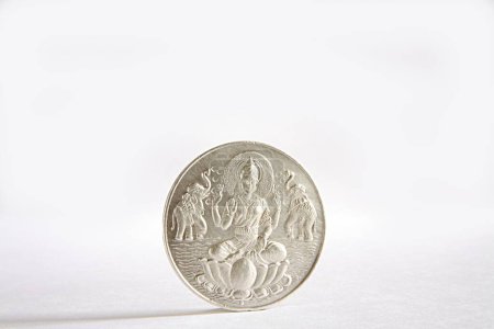 Photo for Silver coin with goddess Lakshmi picture , India - Royalty Free Image