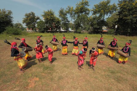 Photo for Mudia tribal dancers, jagdalpur, chhattisgarh, india, asia - Royalty Free Image
