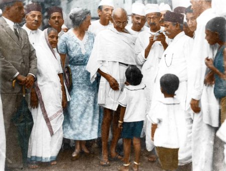 Téléchargez les photos : Kasturba Gandhi, Muriel Lester et Mahatma Gandhi, Ahmedabad, Gujarat, Inde, Asie, 9 février 1936 - en image libre de droit