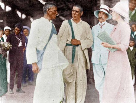 Foto de Mahatma Gandhi, Hermann Kallenbach y otros, Sudáfrica, 22 de diciembre de 1913 - Imagen libre de derechos