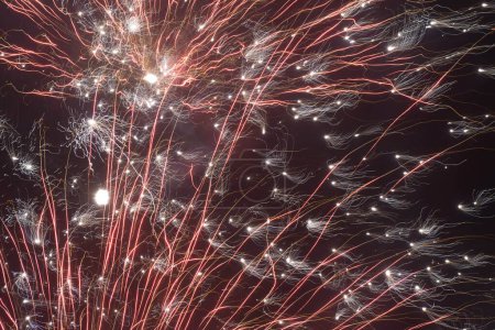 Photo for Firework in sky, celebrating Gudi Padva Festival, Thane Maharashtra India Asia - Royalty Free Image