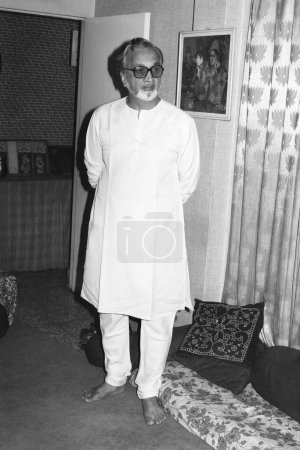 Photo for Indian old vintage 1980s black and white bollywood cinema hindi movie film actor, India, Vijay Tendulkar, Indian playwright, movie writer, television writer, literary essayist, political journalist, social commentator - Royalty Free Image