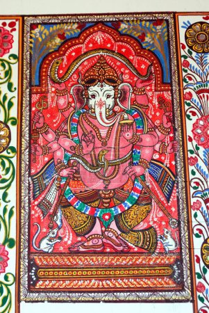 Photo for Lord Ganesh ; painting on wall ; Raghurajpur called artist village ; famous for making Patta Chitras ; Jagannathpuri ; Bhubaneswar ; Orissa ; India - Royalty Free Image