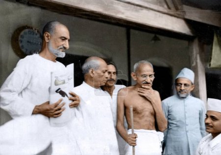 Foto de Mahatma Gandhi y otras reuniones del Comité de Trabajo del Congreso, Wardha, India, Asia, 9 de agosto de 1939 - Imagen libre de derechos