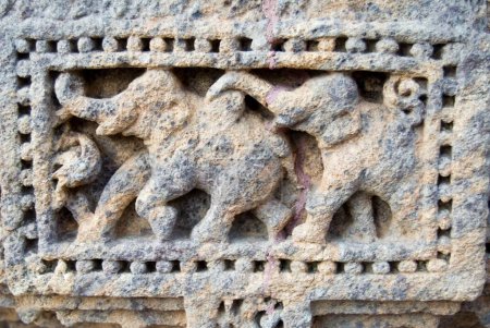 Photo for Detail on wall of Sun temple World Heritage monument ; Konarak ; Orissa ; India - Royalty Free Image