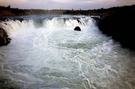 Dhuandhar falls of river narmada at sunset ; Bedaghat ; Jabalpur ; Madhya Pradesh ; India