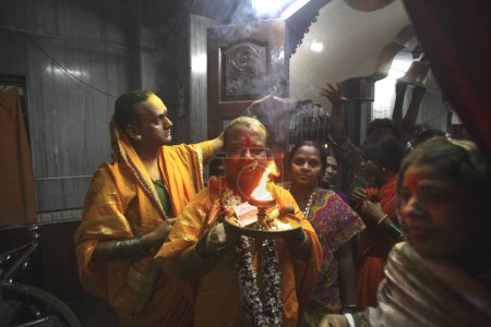 Photo for Eunuch after completion of procession ; wedding of eunuchs on occasion of Bewa Purnima at Ghatkopar ; Bombay now Mumbai ; Maharashtra ; India - Royalty Free Image