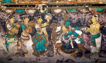 Foto de Murales del siglo XVII en el templo de Sri Meenakshi; Madurai; Tamil Nadu; India - Imagen libre de derechos