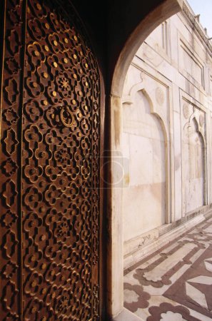 metal door of Taj mahal Seventh Wonder of The World ; Agra ; Uttar Pradesh ; India
