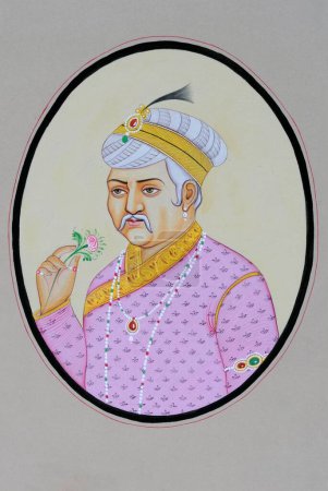 Téléchargez les photos : Peinture miniature de l'empereur mughal akbar - en image libre de droit