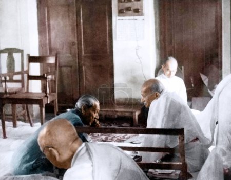 Foto de Reunión de Mahatma Gandhi Janah Asai Ali, Khadi, Calcuta, Bengala Occidental, India, Asia, noviembre 1946 - Imagen libre de derechos