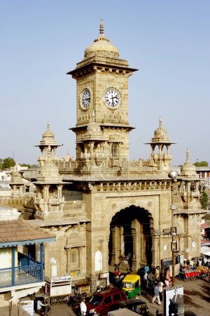 Photo for Traffic clock tower at Nehru gate built in 1935 by sir George Ambrose ; Saurashtra ; Gujarat ; India - Royalty Free Image