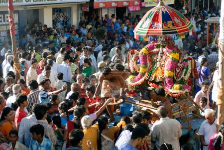 Photo for Goddess on procession during Arupathumoovar festival in Kapaleswara temple, Mylapore, Chennai, Tamil Nadu, India - Royalty Free Image