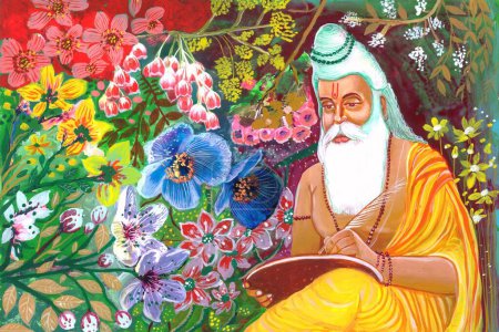 Téléchargez les photos : Maharshi parasara peinture, Inde, Asie - en image libre de droit