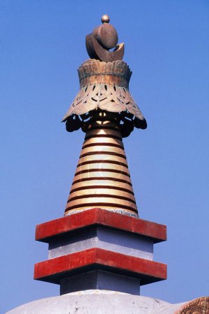 Tibetischer Tempel in Bodh Gaya, Bihar, Indien, Asien