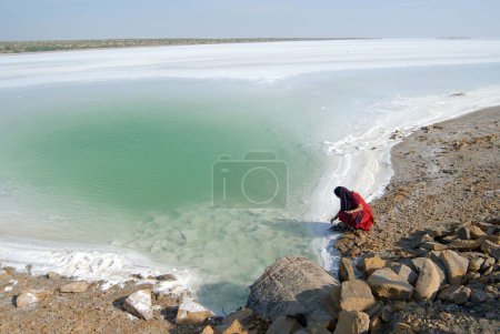 Photo for Sea of salt Residue ; Great Rann of Kutch ; Kutch ; Gujarat ; India - Royalty Free Image
