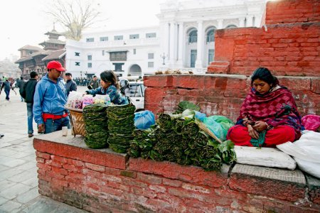 Photo for Girls selling patan durbar square, kathmandu, nepal - Royalty Free Image