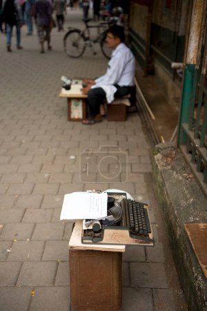 Photo for Typist sitting Pavement, Mumbai, Maharashtra, India, Asia - Royalty Free Image