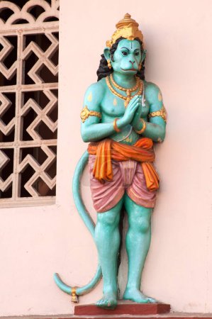 Statue of hanuman on temple wall , Mangalore , Karnataka , India