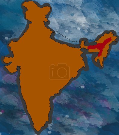 Téléchargez les photos : Illustration Assam Carte de localisation de Inde - en image libre de droit