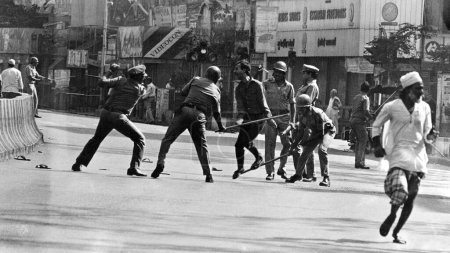 Photo for Mumbai police controlling riots, Maharashtra, India - Royalty Free Image