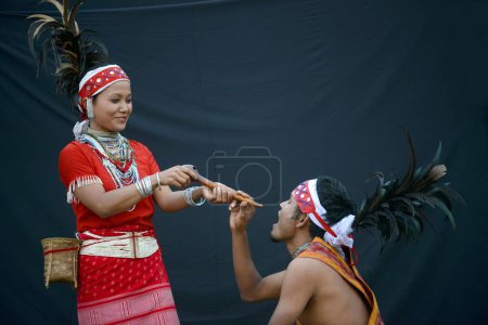 Photo for Garo Tribe Couple Performing Folk Dance Meghalaya India Asia - Royalty Free Image