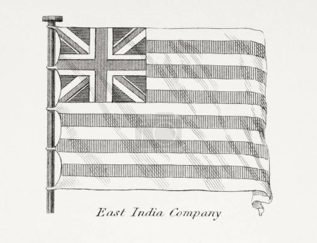 Téléchargez les photos : Vieille photo vintage du drapeau de la Compagnie des Indes orientales - en image libre de droit