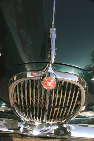 Photo for Cars Vehicles Automobiles , vintage car , Emblem and Bonnet of 1964 Jaguar - Royalty Free Image