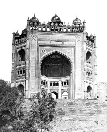Photo for Old vintage lantern slide of buland darwaza, fatehpur, sikri, uttar pradesh, India, Asia - Royalty Free Image