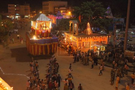Photo for Illuminated chariot dussehra, jagdalpur, bastar, chhattisgarh, india, asia - Royalty Free Image
