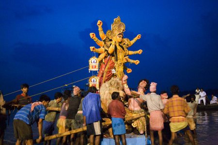 Photo for Idol of Goddess Durga  ; Durga Pooja dassera Vijayadasami Festival  ; Calcutta Kolkata  ; West Bengal  ; India - Royalty Free Image