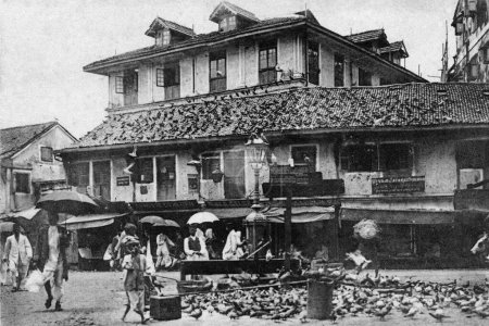 Téléchargez les photos : Vieille photo vintage de Street view Bhuleshwar mumbai maharashtra Inde - en image libre de droit