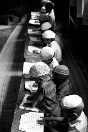 Photo for Muslim school children learning lessons uttar pradesh India Asia - Royalty Free Image