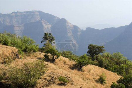 Mountain range of Sahyadri from Raigad fort ; Maharashtra ; India