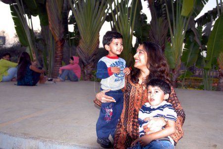 Photo for Indian Bollywood film actress Madhuri Dixit Nene with son, Mumbai Maharashtra, India, Asia - Royalty Free Image
