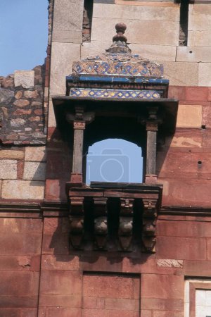 Blick auf den Balkon, Bada Darwaza, Purana Qila, Neu Delhi, Indien, Asien