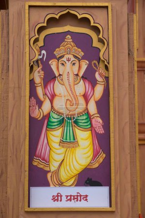 Photo for Painted cutout of Shri Mod Lord Ganesha, Pune, Maharashtra, India, Asia - Royalty Free Image