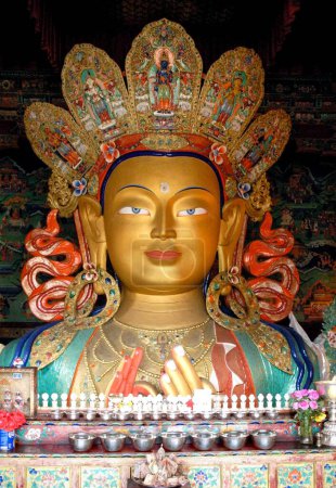 Photo for Buddha statue in Tikse or Thiksey monastery ; Leh ; Ladakh ; Jammu & Kashmir ; India - Royalty Free Image